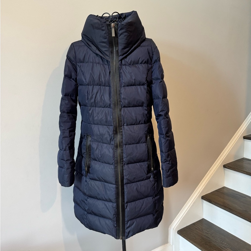 Michael Kors Womens Navy Blue Not Hooded Puffer Jacket Size S